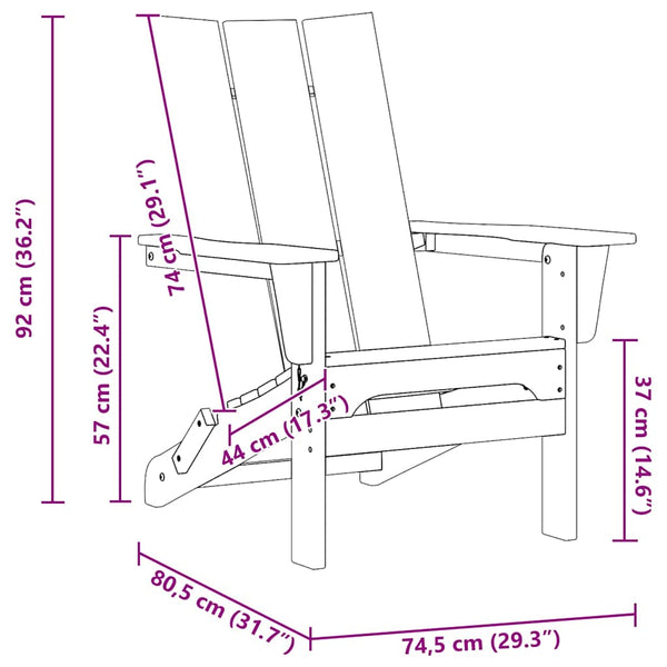 Klappbarer Adirondack-Stuhl Schwarz