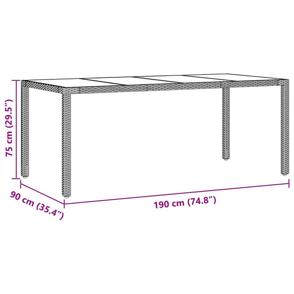 Garten Essgruppe 9-teilig Schwarz Rattan