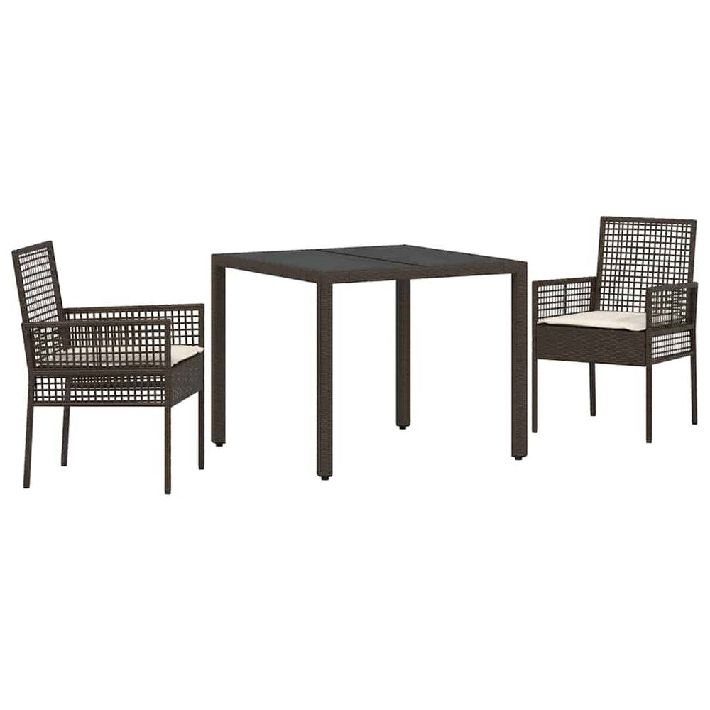 vidaXL Salon de jardin 3 pcs Marron résine tressée