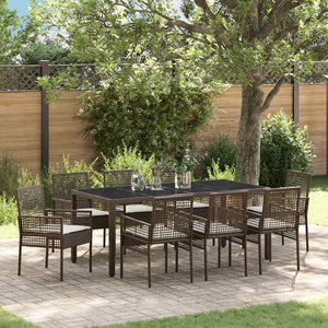 9-teilige Garten Essgruppe Braun Poly-Rattan