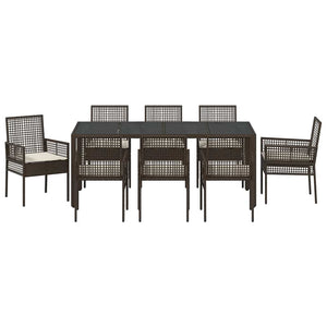 9-teilige Garten Essgruppe Braun Poly-Rattan