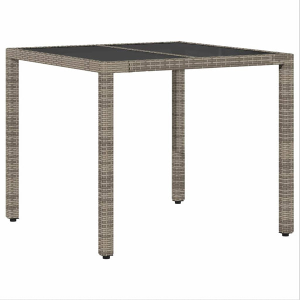 Garten Essgruppe Grau Poly-Rattan 3-teilig