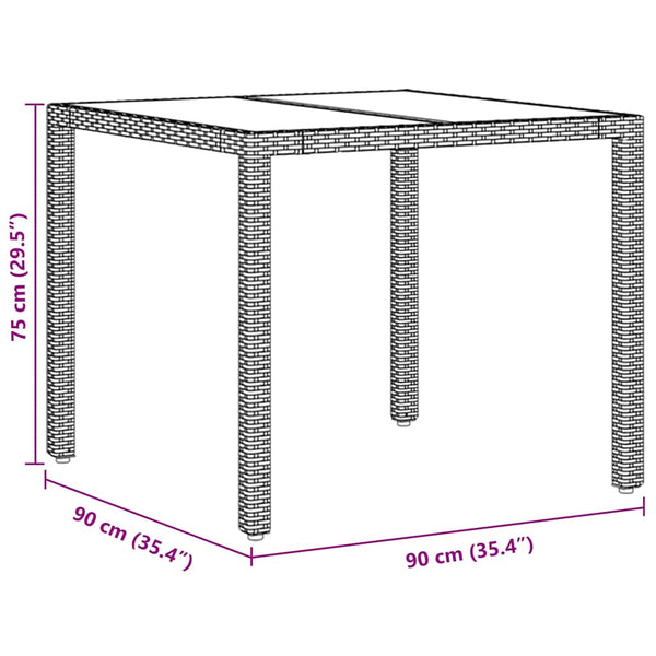 Garten Essgruppe Grau Poly-Rattan 3-teilig
