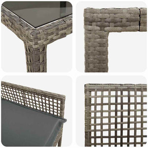 11-teilige Garten Essgruppe Grau Poly-Rattan