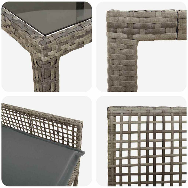 11-teilige Garten Essgruppe Grau Poly-Rattan