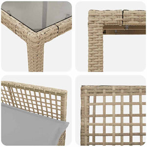 3-teilige Garten Essgruppe Beige Poly-Rattan