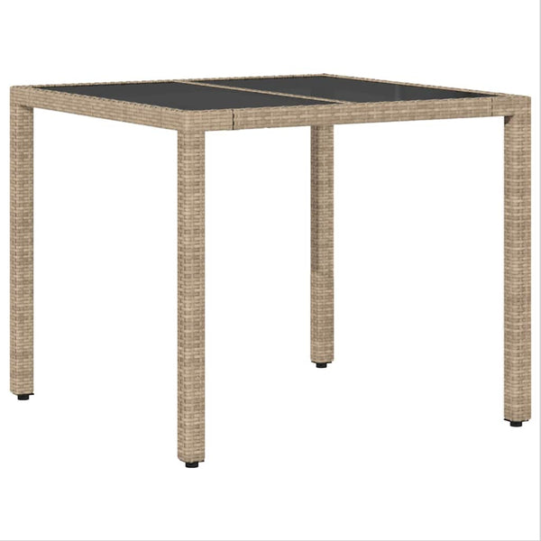 3-teilige Garten Essgruppe Beige Poly-Rattan