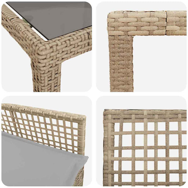 11-teilige Garten Essgruppe Beige Poly-Rattan