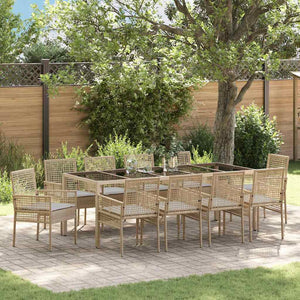 11-teilige Garten Essgruppe Beige Poly-Rattan