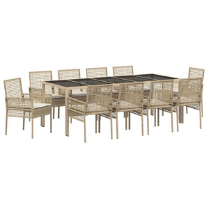 11-teilige Garten Essgruppe Beige Poly-Rattan