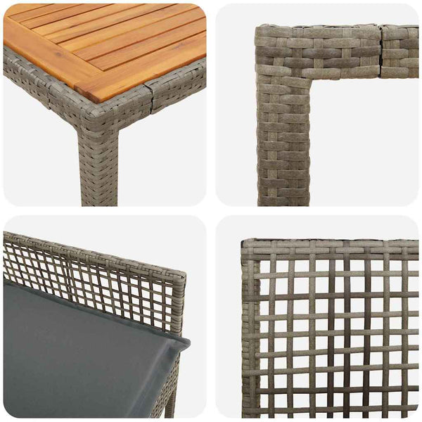 Garten Essgruppe 9-teilig Grau Poly-Rattan