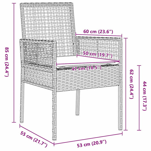 Garten Essgruppe 9-teilig Grau Poly-Rattan