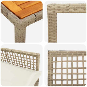 7-teilige Garten Essgruppe Beige Poly-Rattan