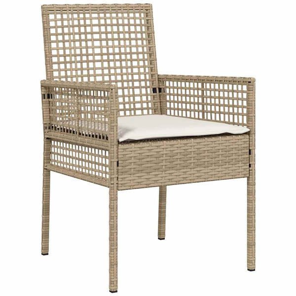 7-teilige Garten Essgruppe Beige Poly-Rattan