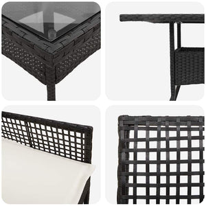 Garten Essgruppe 5-teilig Schwarz Rattan