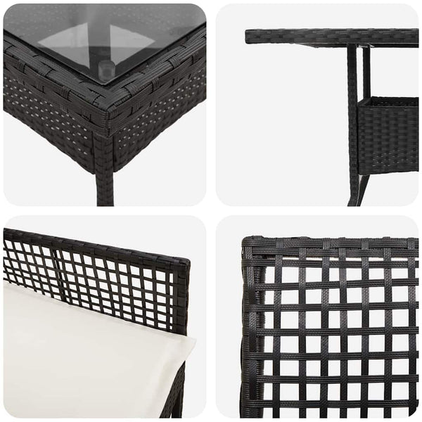 Garten Essgruppe 5-teilig Schwarz Rattan