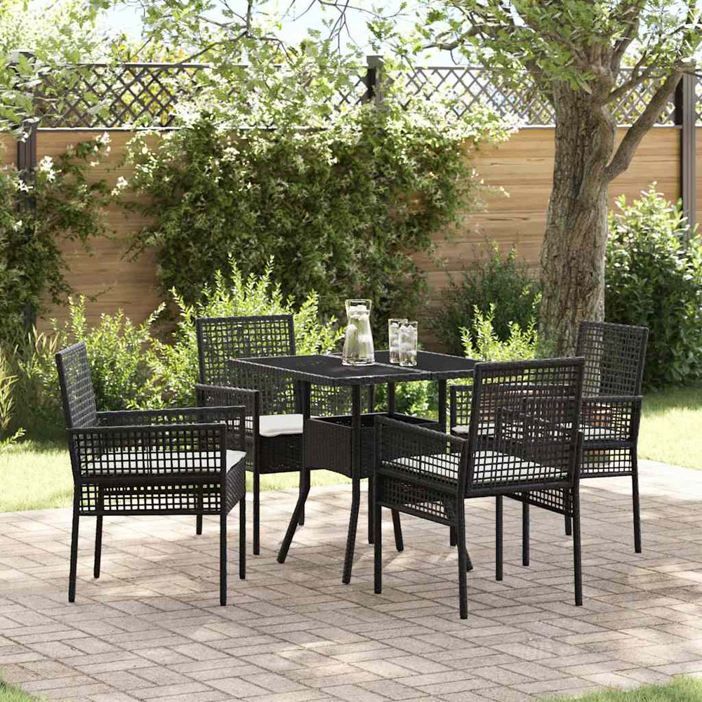 vidaXL Ensemble repas de jardin 5 pcs résine tressée noir