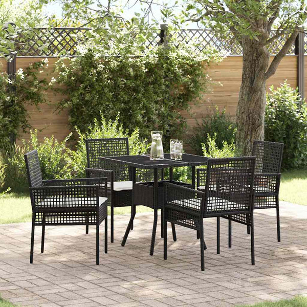 Garten Essgruppe 5-teilig Schwarz Rattan