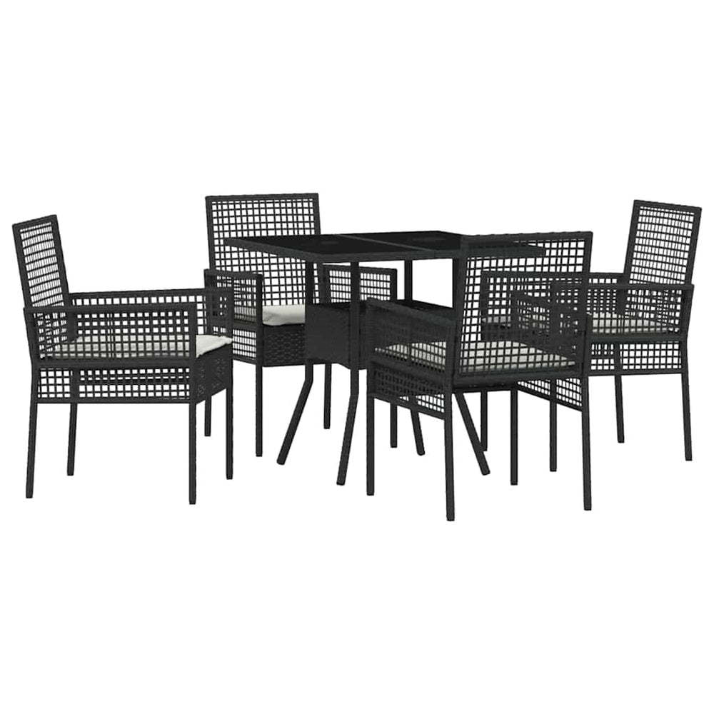 vidaXL Ensemble repas de jardin 5 pcs résine tressée noir
