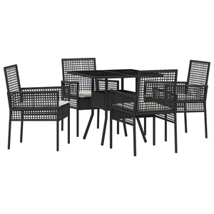 Garten Essgruppe 5-teilig Schwarz Rattan