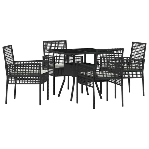 Garten Essgruppe 5-teilig Schwarz Rattan