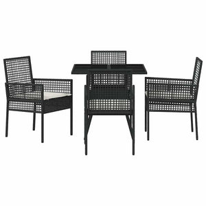 Garten Essgruppe 5-teilig Schwarz Rattan