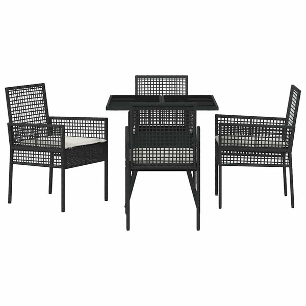 Garten Essgruppe 5-teilig Schwarz Rattan