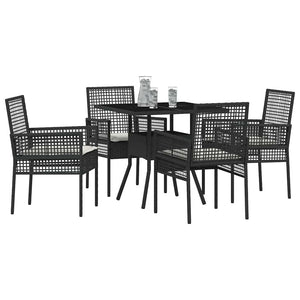 Garten Essgruppe 5-teilig Schwarz Rattan