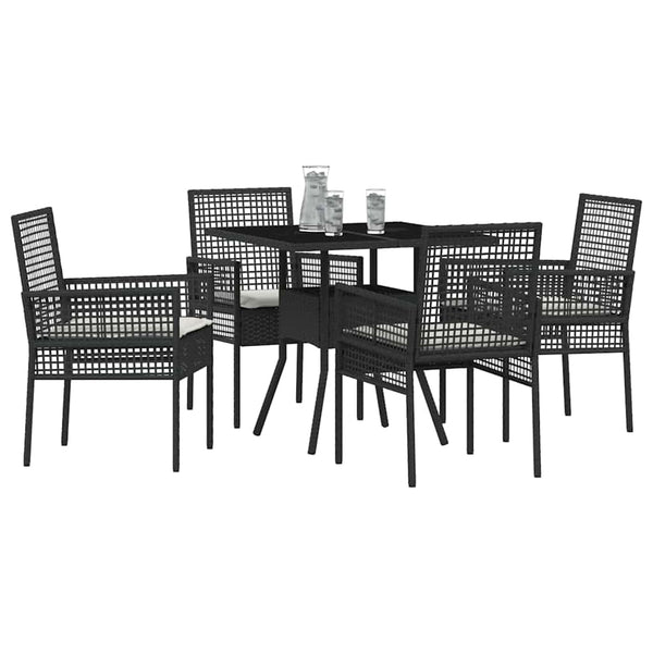 Garten Essgruppe 5-teilig Schwarz Rattan