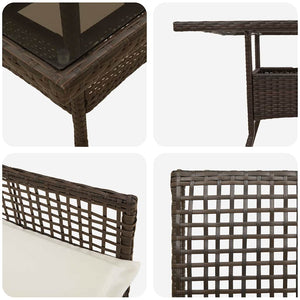 Garten Essgruppe 5-teilig Braun Rattan
