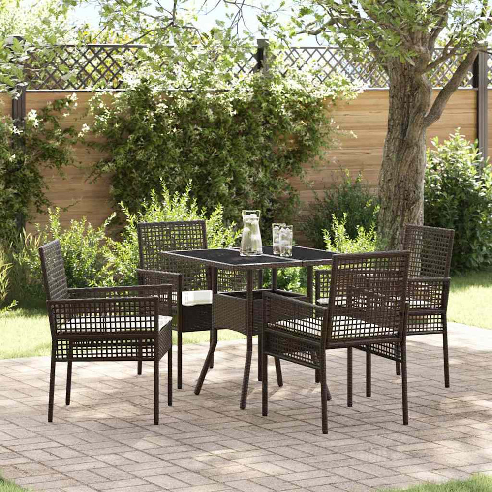 vidaXL Ensemble de salle à manger de jardin 5 pcs Résine tressée Marron