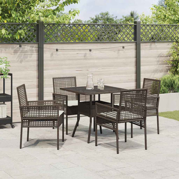 Garten Essgruppe 5-teilig Braun Rattan