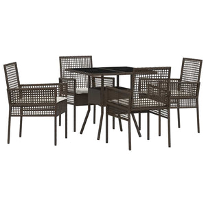 Garten Essgruppe 5-teilig Braun Rattan