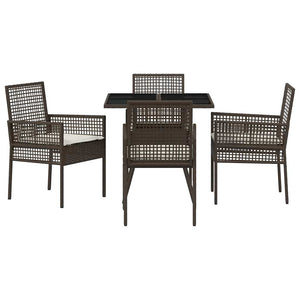 Garten Essgruppe 5-teilig Braun Rattan