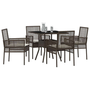Garten Essgruppe 5-teilig Braun Rattan