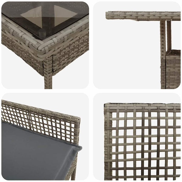 Garten Essgruppe 5-teilig Grau Rattan