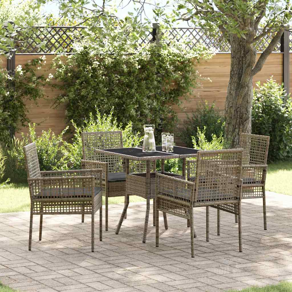 Garten Essgruppe 5-teilig Grau Rattan