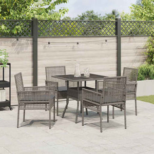 Garten Essgruppe 5-teilig Grau Rattan