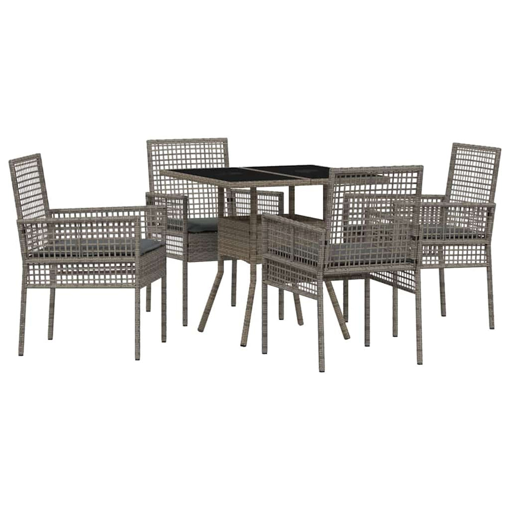 vidaXL Salon de jardin à manger 5 pcs gris résine tressée