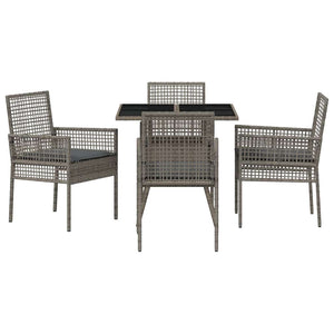 Garten Essgruppe 5-teilig Grau Rattan