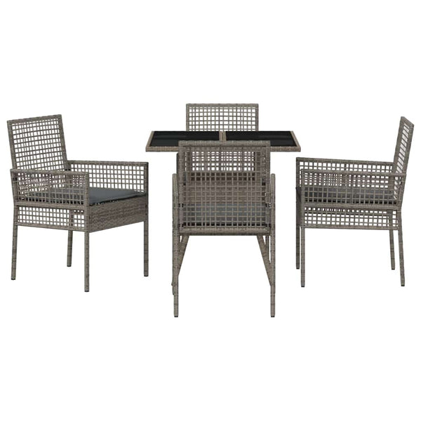 Garten Essgruppe 5-teilig Grau Rattan