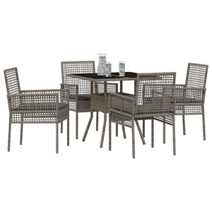 Garten Essgruppe 5-teilig Grau Rattan