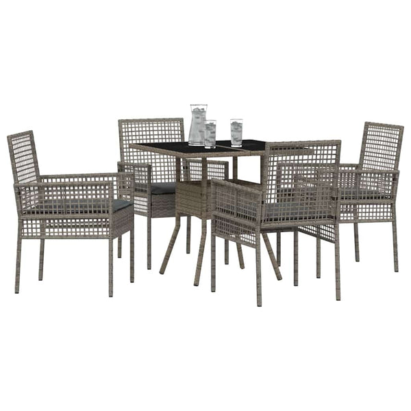 Garten Essgruppe 5-teilig Grau Rattan