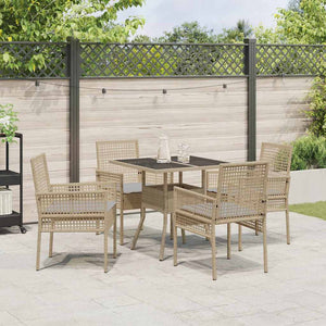Garten Essgruppe Beige Poly-Rattan 5-teilig