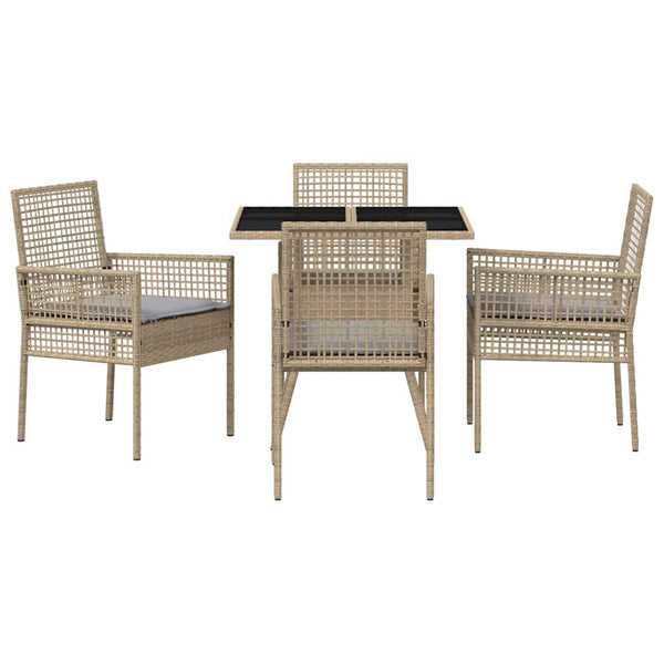 Garten Essgruppe Beige Poly-Rattan 5-teilig