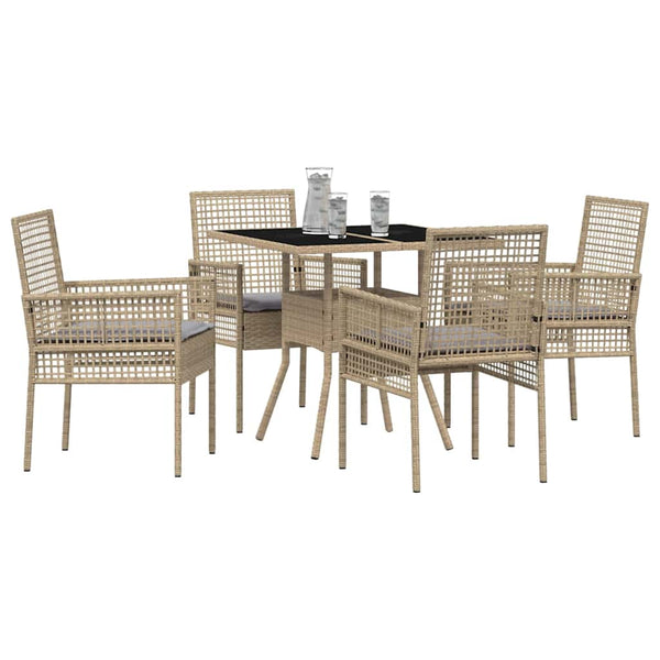 Garten Essgruppe Beige Poly-Rattan 5-teilig