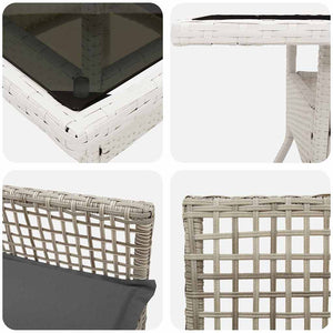 Garten Essgruppe 5-teilig Hellgrau Poly-Rattan