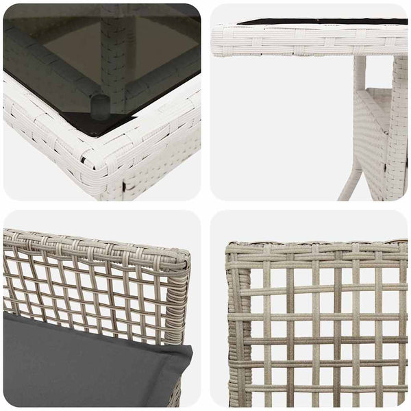 Garten Essgruppe 5-teilig Hellgrau Poly-Rattan