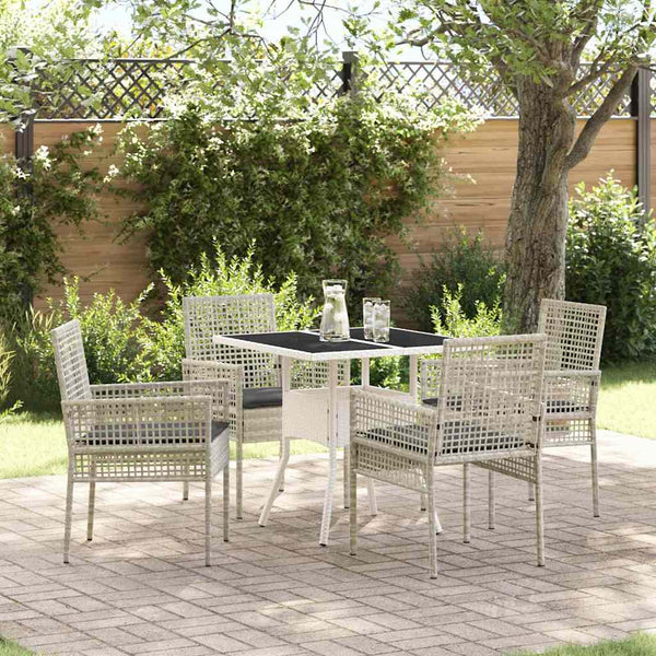 Garten Essgruppe 5-teilig Hellgrau Poly-Rattan
