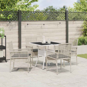 Garten Essgruppe 5-teilig Hellgrau Poly-Rattan